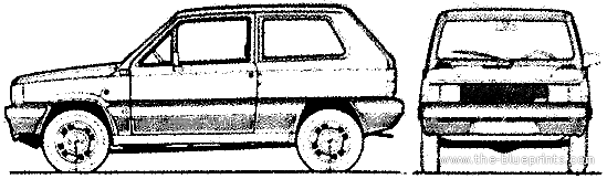 Fiat Panda (1981) - Фиат - чертежи, габариты, рисунки автомобиля