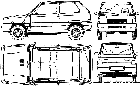 Fiat Panda 4x4 (1988) - Фиат - чертежи, габариты, рисунки автомобиля
