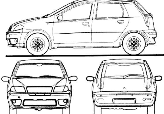 Fiat Punto 5-Door (2010) - Фиат - чертежи, габариты, рисунки автомобиля