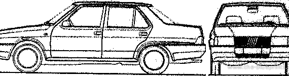 Fiat Regata 100S (1984) - Фиат - чертежи, габариты, рисунки автомобиля