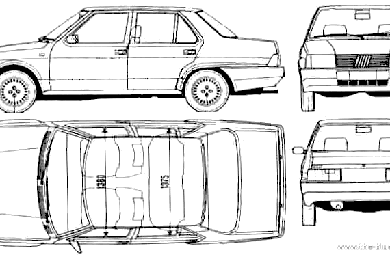 Fiat Regata (1984) - Фиат - чертежи, габариты, рисунки автомобиля