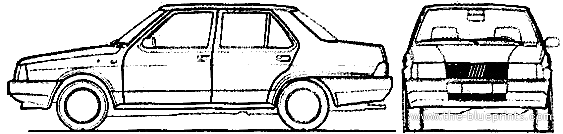 Fiat Regata 85 (1984) - Фиат - чертежи, габариты, рисунки автомобиля