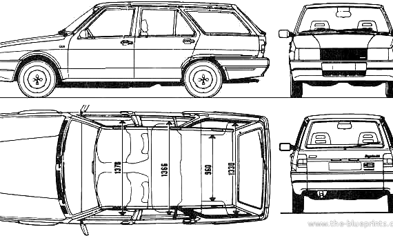 Fiat Regatta 100 Weekend (1986) - Фиат - чертежи, габариты, рисунки автомобиля