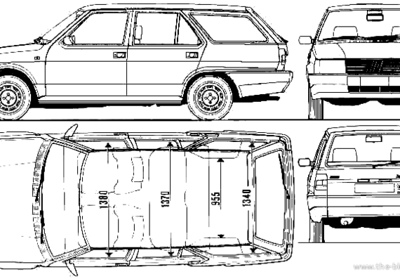 Fiat Regatta 100 Weekend (1987) - Фиат - чертежи, габариты, рисунки автомобиля