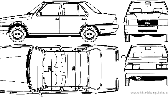 Fiat Regatta 85 Super (1985) - Фиат - чертежи, габариты, рисунки автомобиля