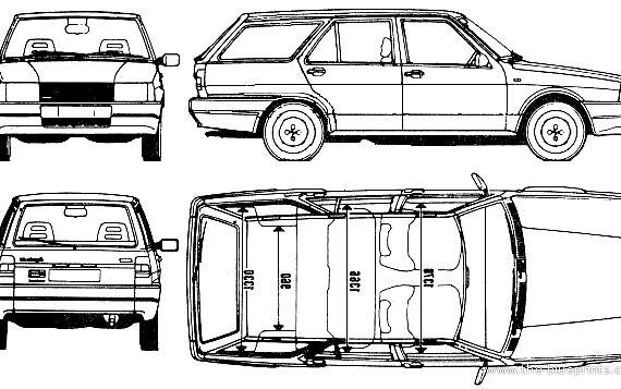 Fiat Regatta Panorama 100S ie - Фиат - чертежи, габариты, рисунки автомобиля