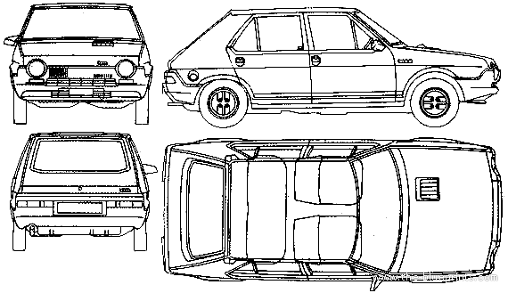 Fiat Ritmo 75 CL (1978) - Фиат - чертежи, габариты, рисунки автомобиля