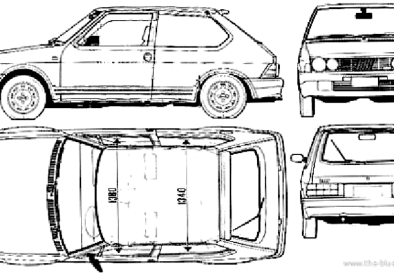 Fiat Ritmo Abarth S2 - Фиат - чертежи, габариты, рисунки автомобиля