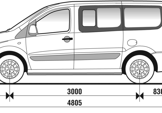 Fiat Scudo 5-6 Seater Combi Glazed (2007) - Fiat - drawings, dimensions, pictures of the car