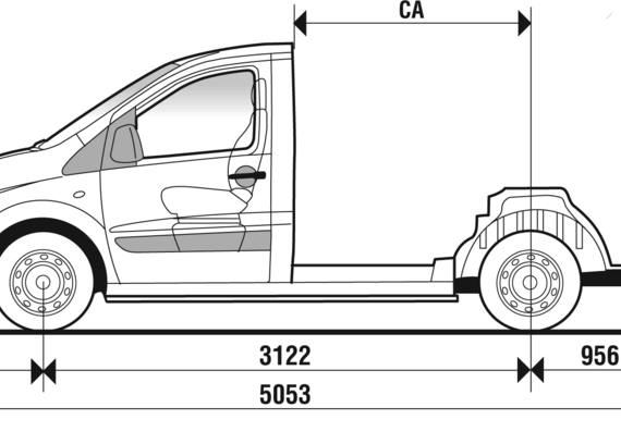 Fiat Scudo Platform Cab (2007) - Фиат - чертежи, габариты, рисунки автомобиля