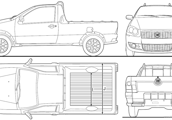 Fiat Strada BR (2012) - Фиат - чертежи, габариты, рисунки автомобиля