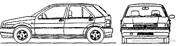 Fiat Tipo (1989) - Фиат - чертежи, габариты, рисунки автомобиля