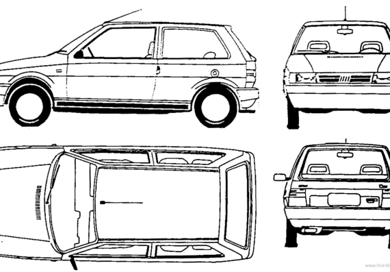 Fiat Uno Argentina (1992) - Фиат - чертежи, габариты, рисунки автомобиля