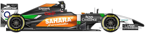 Force India VJM07 Mercedes Benz F1 GP (2014) - Разные автомобили - чертежи, габариты, рисунки автомобиля