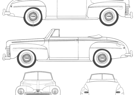 Ford (1948) - Форд - чертежи, габариты, рисунки автомобиля
