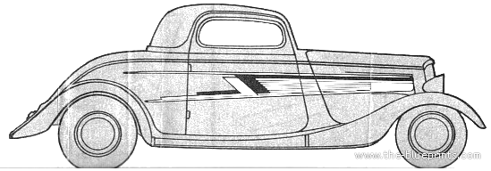 Ford 3-Windows Coupe (ZZ Top Eliminator) (1933) - Форд - чертежи, габариты, рисунки автомобиля