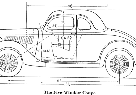 Ford 5 Window Coupe (1935) - Ford - drawings, dimensions, pictures of the car