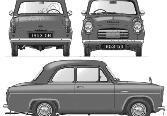 Ford Anglia 100E 2-Door (1953) - Форд - чертежи, габариты, рисунки автомобиля