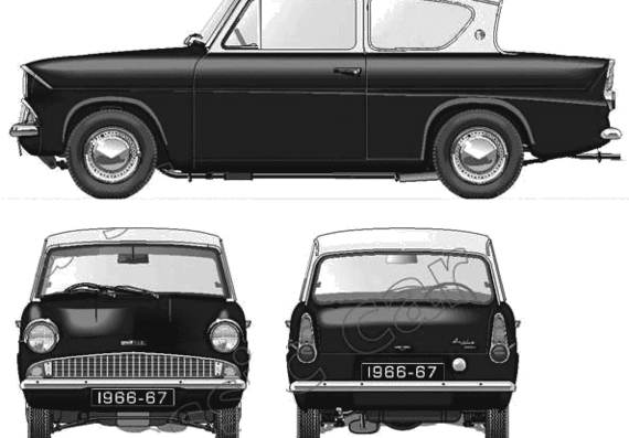 Ford Anglia 105E (1966) - Ford - drawings, dimensions, pictures of the car