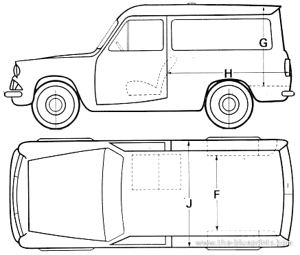 Ford Anglia 307E Van (1967) - Форд - чертежи, габариты, рисунки автомобиля