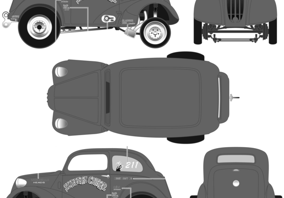 Ford Anglia Drag Sedan (1951) - Форд - чертежи, габариты, рисунки автомобиля