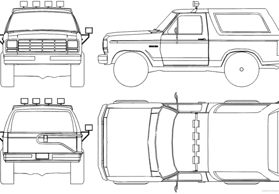 Ford Bronco (1985) - Форд - чертежи, габариты, рисунки автомобиля