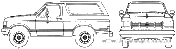 Ford Bronco (1989) - Форд - чертежи, габариты, рисунки автомобиля