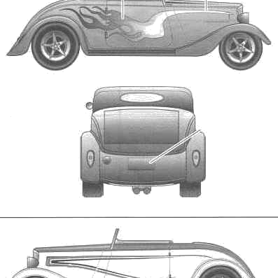 Ford Cabriolet Street Rod Thom Taylor (1934) - Форд - чертежи, габариты, рисунки автомобиля