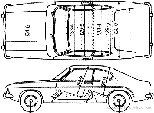 Ford Capri Mk. I - Форд - чертежи, габариты, рисунки автомобиля