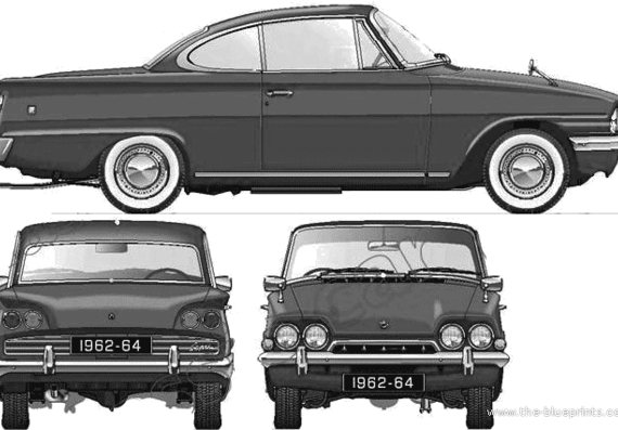 Ford Consul Capri GT 116E (1962) - Форд - чертежи, габариты, рисунки автомобиля