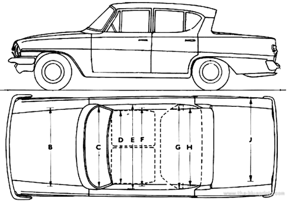 Ford Consul Classic Classic 315 4-Door (1962) - Форд - чертежи, габариты, рисунки автомобиля