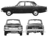 Ford Corsair 2000 Deluxe (1967) - Форд - чертежи, габариты, рисунки автомобиля
