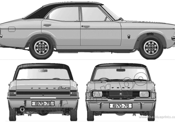 Ford Cortina Mk.III 2000E (1976) - Форд - чертежи, габариты, рисунки автомобиля