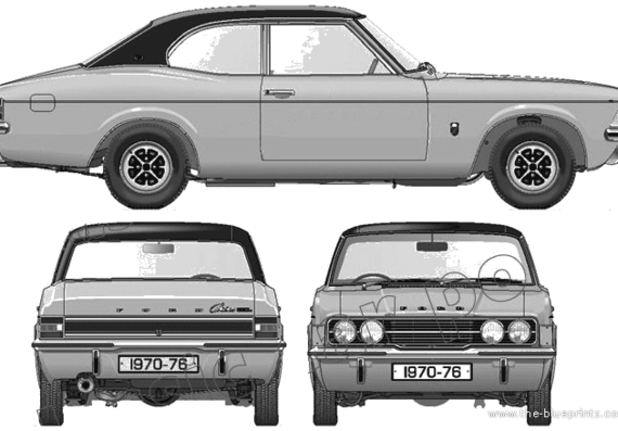 Ford Cortina Mk.III GLX 2000 2-Door (1976) - Форд - чертежи, габариты, рисунки автомобиля
