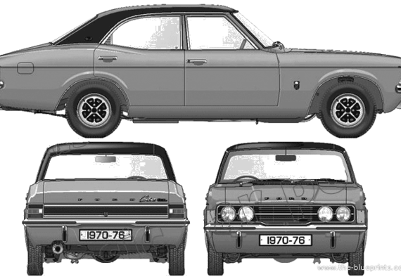 Ford Cortina Mk.III GLX 2000 4-Door (1976) - Ford - drawings, dimensions, pictures of the car