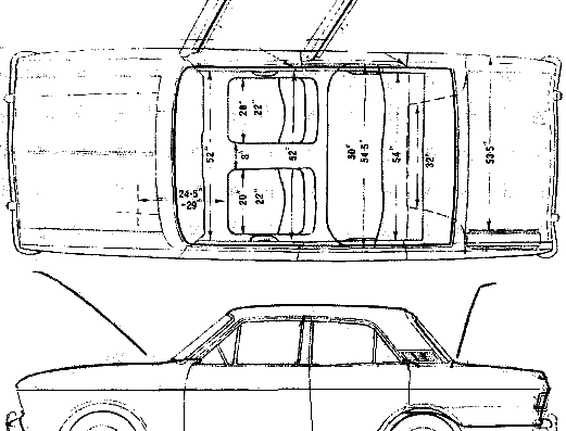 Ford Cortina Mk.II 2-Door - Форд - чертежи, габариты, рисунки автомобиля