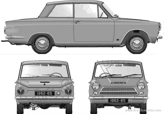 Ford Cortina Mk.I 1500 2-Door (1962) - Форд - чертежи, габариты, рисунки автомобиля