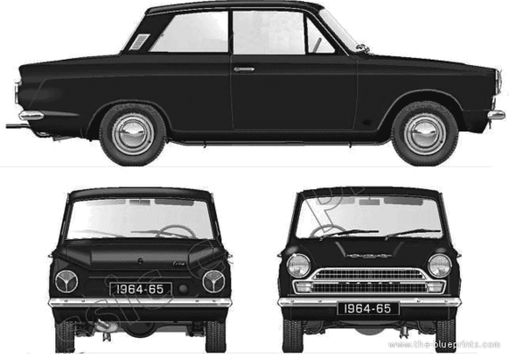 Ford Cortina Mk.I 1500 2-Door (1964) - Форд - чертежи, габариты, рисунки автомобиля