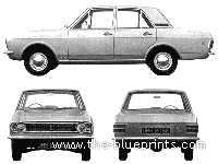 Ford Cortina Mk. II GT 4-Door (1967) - Форд - чертежи, габариты, рисунки автомобиля