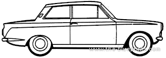 Ford Cortina Mk. I 1200 - Форд - чертежи, габариты, рисунки автомобиля