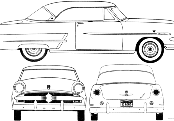 Ford Crestline Victoria Hardtop Coupe (1953) - Форд - чертежи, габариты, рисунки автомобиля