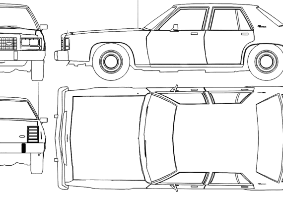 Ford Crown Victoria (1985) - Форд - чертежи, габариты, рисунки автомобиля