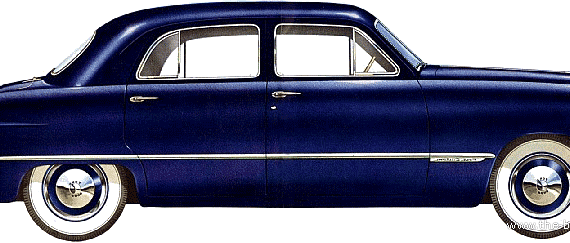 Ford Custom Fordor Sedan (1949) - Форд - чертежи, габариты, рисунки автомобиля