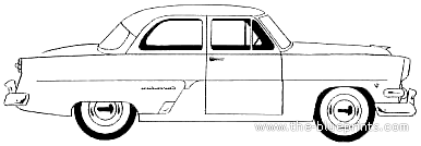 Ford Customline Club Coupe (1954) - Ford - drawings, dimensions, pictures of the car