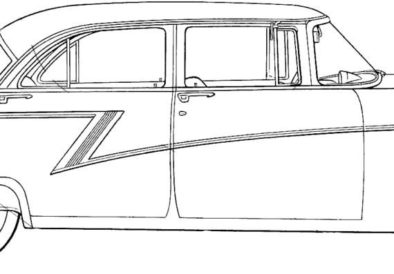 Ford Customline Fordor Sedan (1956) - Форд - чертежи, габариты, рисунки автомобиля