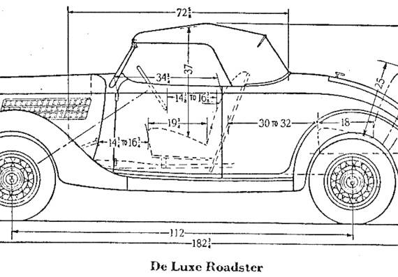 Ford De Luxe Roadster (1935) - Форд - чертежи, габариты, рисунки автомобиля