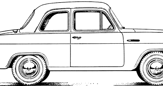 Ford E Anglia 100E 2-Door (1954) - Форд - чертежи, габариты, рисунки автомобиля