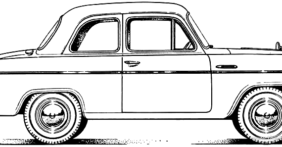 Ford E Anglia 100E 2-Door DeLuxe (1956) - Форд - чертежи, габариты, рисунки автомобиля