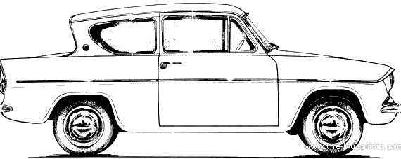 Ford E Anglia 105E (1960) - Форд - чертежи, габариты, рисунки автомобиля