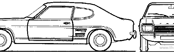 Ford E Capri Mk.I 1300 XL (1971) - Форд - чертежи, габариты, рисунки автомобиля
